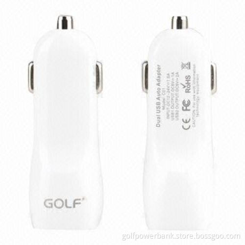 Mini Dual USB-powered Car Chargers/Adapters for iPad/iPhone/iPod with Over-current Protection